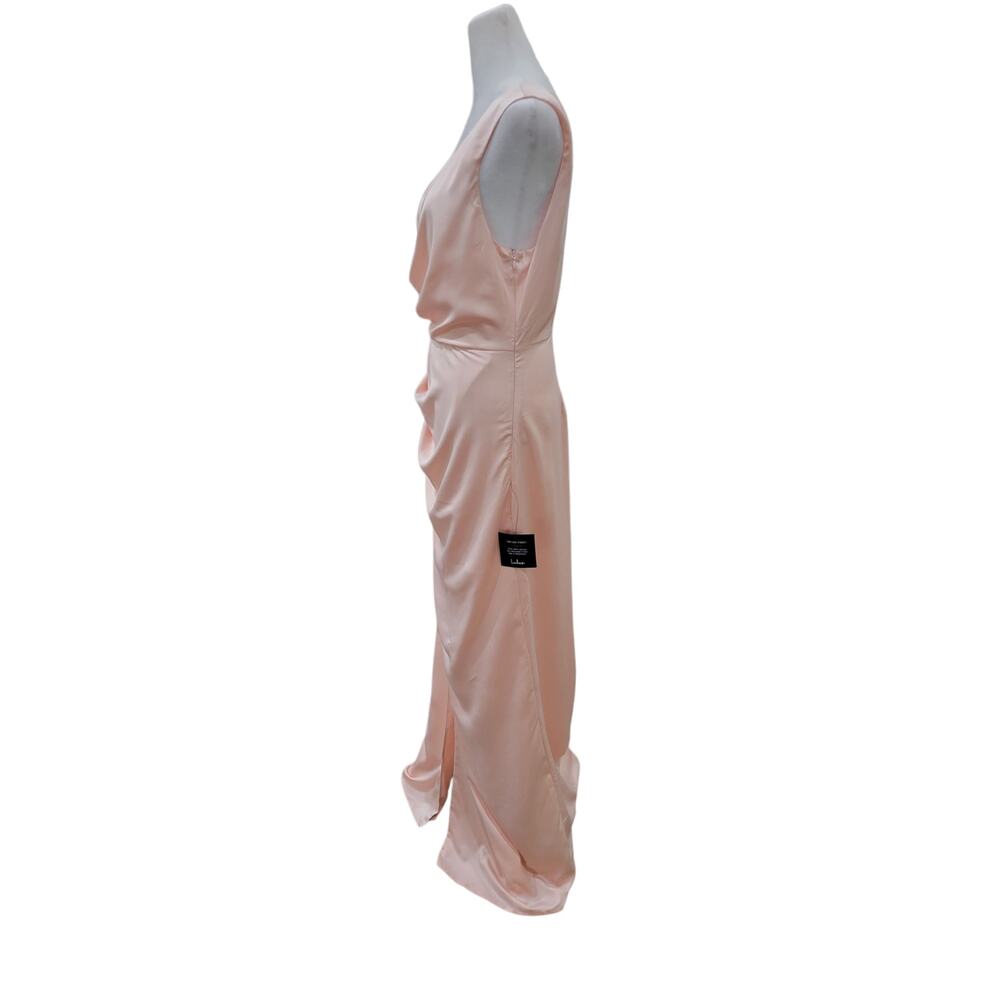 NEW Lulus Dreaming of Elegance Pink Satin One-Shoulder Maxi‎ Dress - Size M - Picture 8 of 16